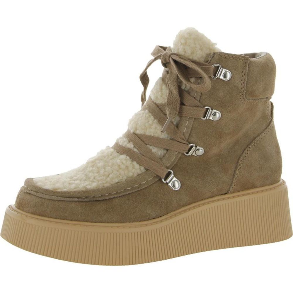 Dolce Vita Womens Jasmin Taupe Wedge Combat & Lace-up Boots Cold Weather NWT